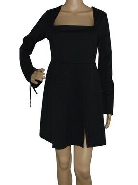 Aotasely Dress Womens Size Large black square neck long sleeve Mini party club